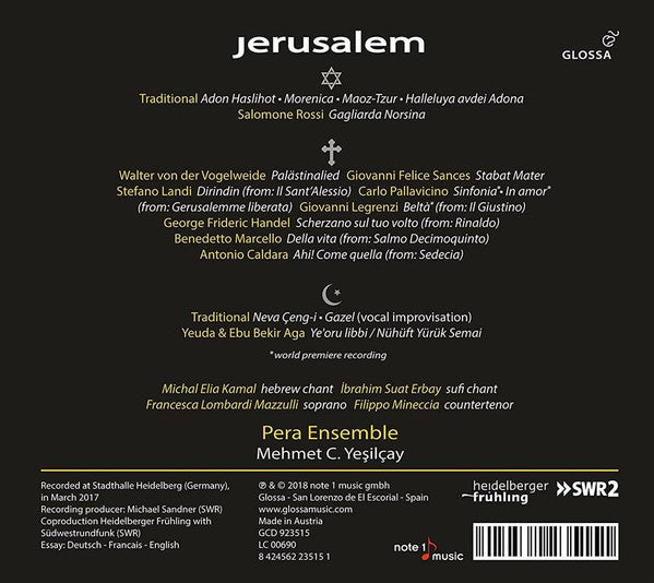 Pera Ensemble, Mehmet C. Yeşilçay* : Jerusalem (CD, Album)