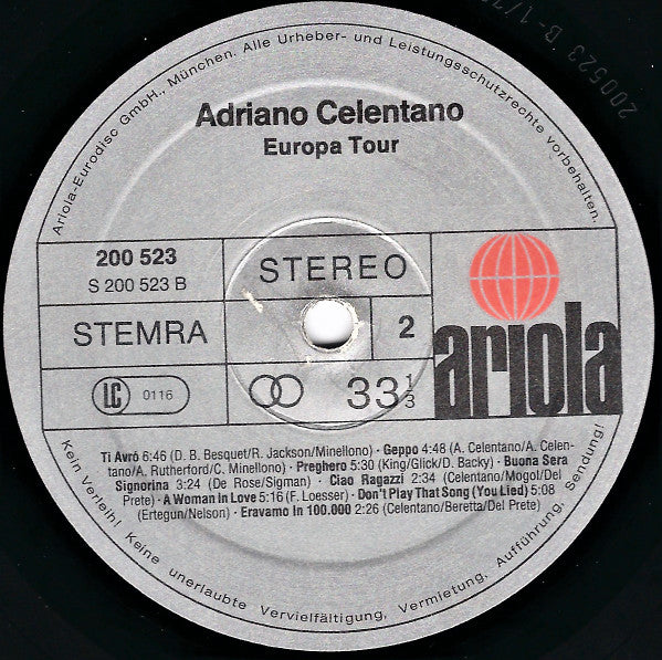 Adriano Celentano : Europa Tour (LP, Comp)