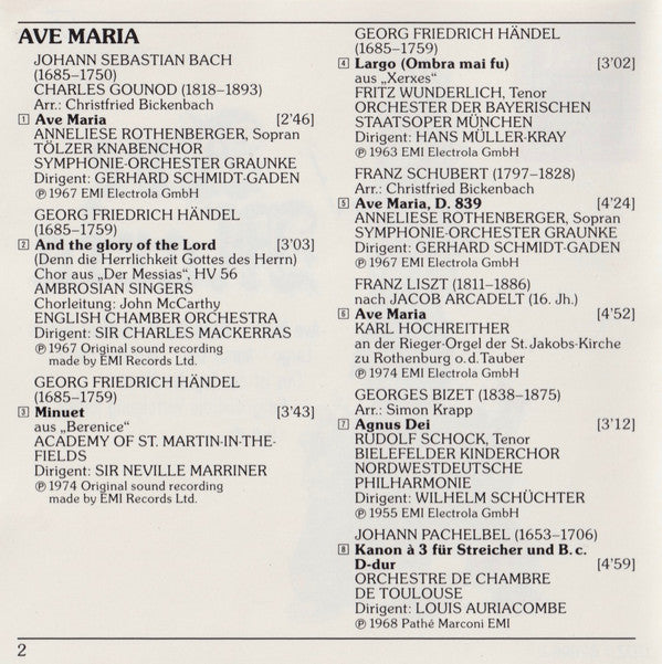 Various : Ave Maria (CD, Comp, Mono, RE, RM)