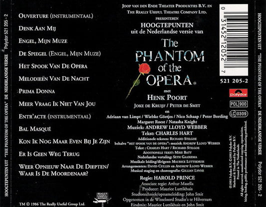 Henk Poort, Joke de Kruijf, Peter de Smet : Hoogtepunten Uit The Phantom Of The Opera (De Nederlandse Versie) (CD, Album)