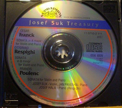 César Franck, Ottorino Respighi, Francis Poulenc, Josef Suk, Josef Hála, Jan Panenka : Violin Sonatas (CD, Comp)
