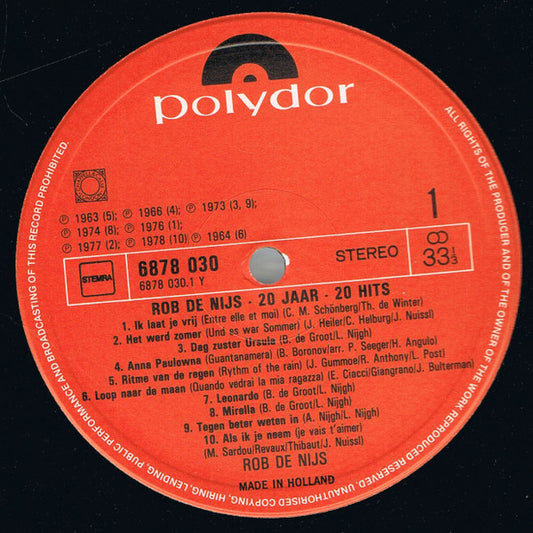 Rob de Nijs : 20 Jaar - 20 Hits (LP, Comp)