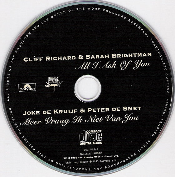 Cliff Richard & Sarah Brightman / Joke de Kruijf & Peter De Smet, Andrew Lloyd Webber : All I Ask Of You / Meer Vraag Ik Niet Van Jou (CD, Single)
