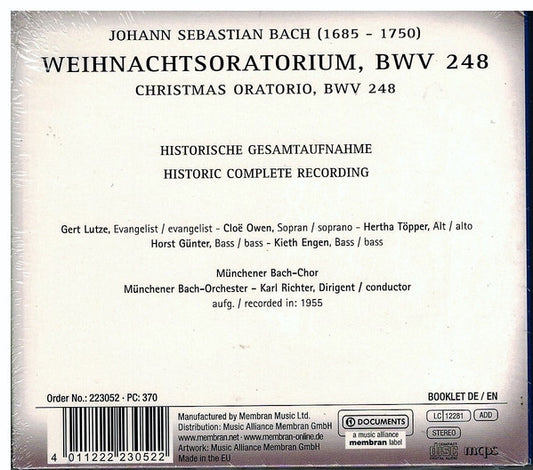 Johann Sebastian Bach - Münchener Bach-Chor, Münchener Bach-Orchester, Karl Richter : Weihnachtsoratorium = Christmas Oratorio (3xCD, Album, RE, Dig)