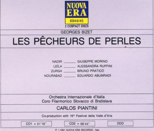 Georges Bizet, Giuseppe Morino, Alessandra Ruffini, Bruno Praticò, Eduardo Abumradi, Orchestra Internazionale d'Italia, Coro Filarmonico Di Bratislava, Carlos Piantini : Les Pêcheurs De Perles (2xCD, Album + Box, Sli)