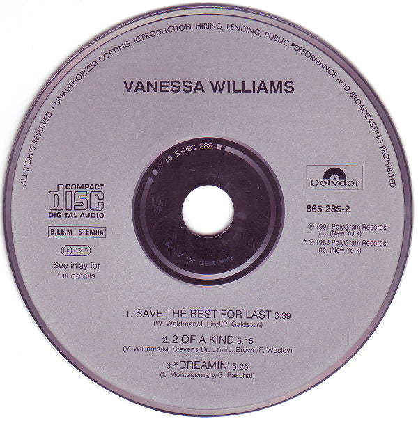 Vanessa Williams : Save The Best For Last (CD, Maxi)