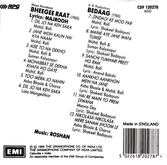 Roshan (2) : Bheegee Raat / Bedaag (CD, Comp)