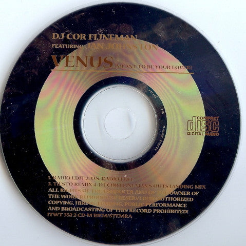 Cor Fijneman Featuring Jan Johnston : Venus (Meant To Be Your Lover) (CD, Maxi)