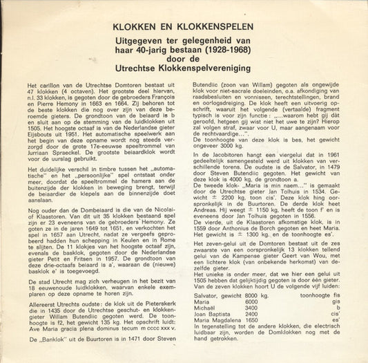 Chris Bos (2) : Klokken En Klokkenspelen Van Utrechtse Kerktorens (7", EP, Mono)