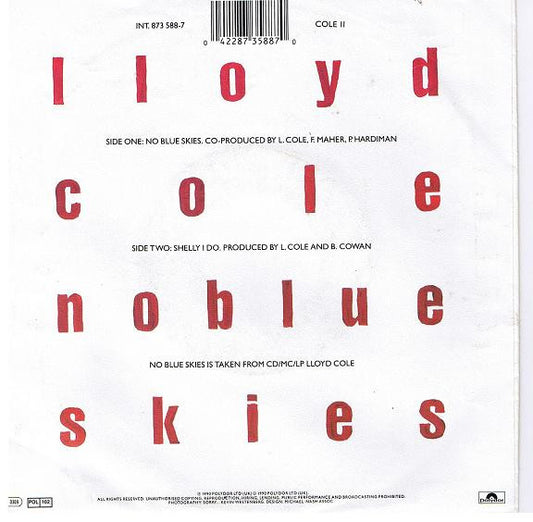 Lloyd Cole : No Blue Skies (7", Single)
