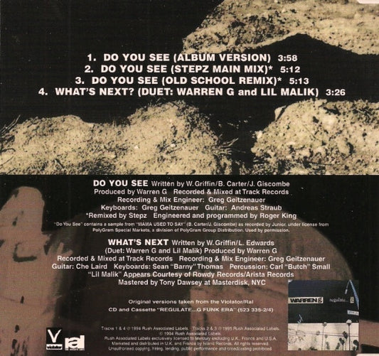 Warren G : Do You See (CD, Maxi)