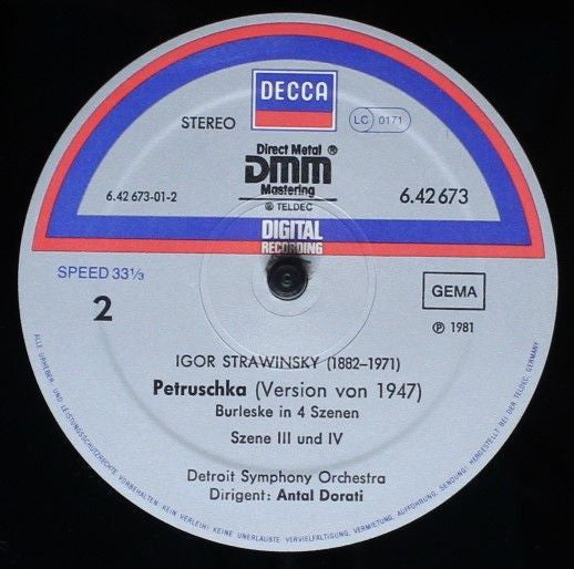 Igor Stravinsky - Detroit Symphony Orchestra / Antal Dorati : Petrushka (LP, Album, Dig)