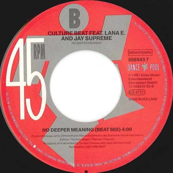 Culture Beat : No Deeper Meaning (7", Single)