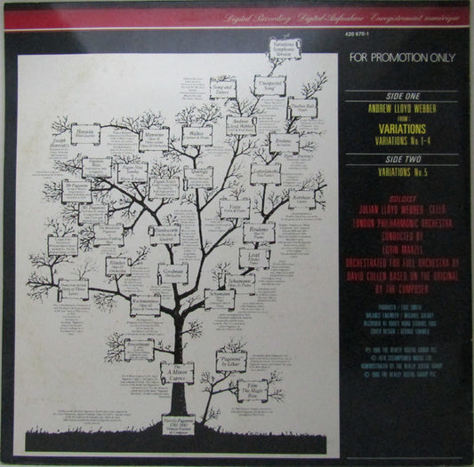 Andrew Lloyd Webber, Julian Lloyd Webber, London Philharmonic Orchestra, Lorin Maazel : Variations (12", Promo)