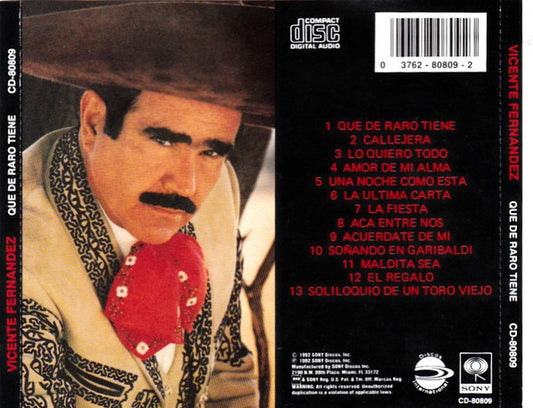 Vicente Fernandez : Que De Raro Tiene (CD, Album)