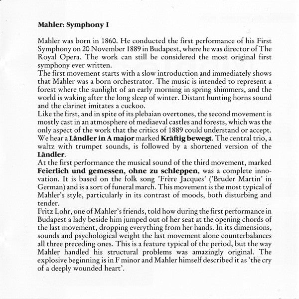 Gustav Mahler - London Festival Orchestra (2), Alberto Vestri : Symphony No. 1 "Titan" (CD, Album, RE)