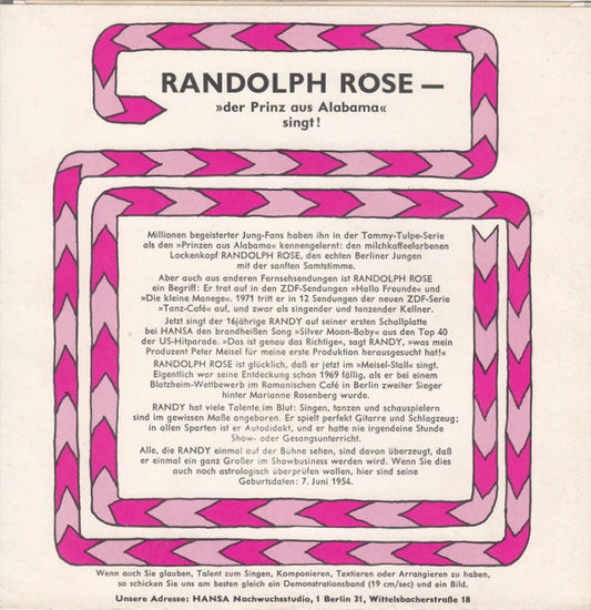 Randolph Rose : Silver Moon Baby (7", Single)