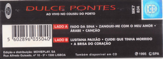 Dulce Pontes : Ao Vivo No Coliseu Do Porto (Cass, S/Edition)