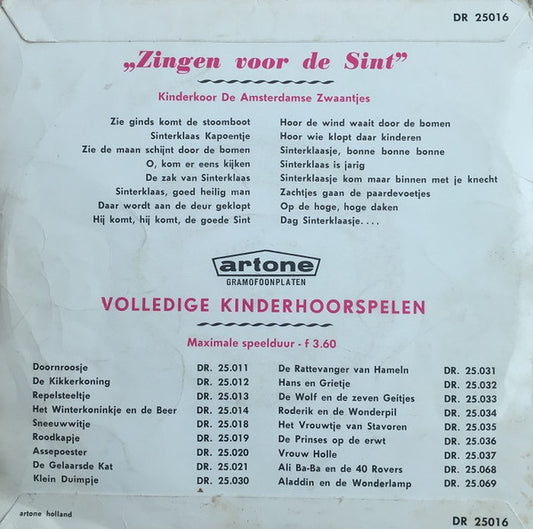 De Amsterdamse Zwaantjes : Zingen Voor De Sint (7", EP)
