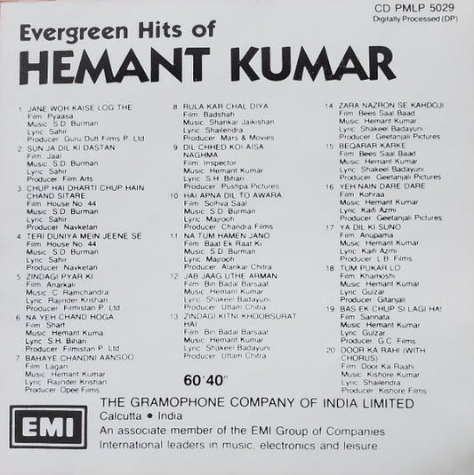 Hemant Kumar : Evergreen Hits (CD, Comp)