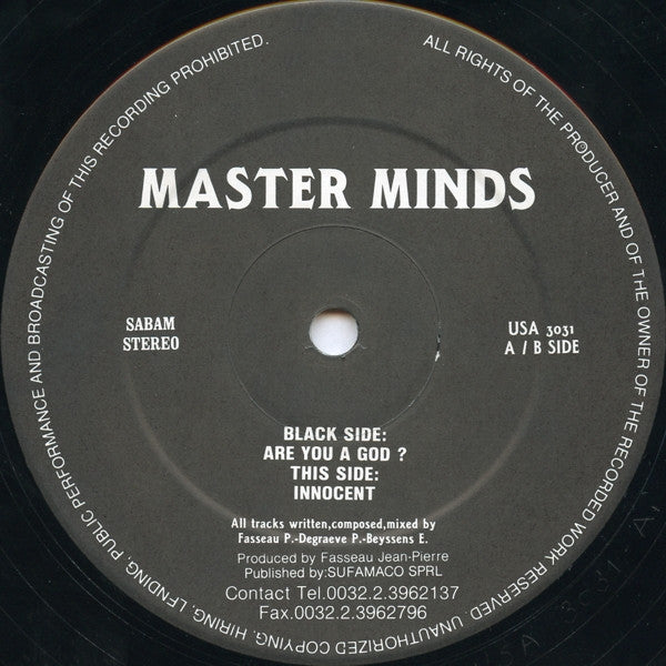 Master Minds : Are You A God (12")