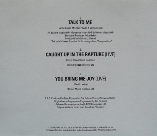 Anita Baker : Talk To Me (CD, Single)