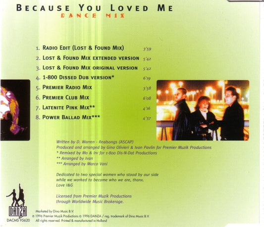 Lost (2) Feat. Hillary Porter : Because You Loved Me (Dance Mix) (CD, Maxi)