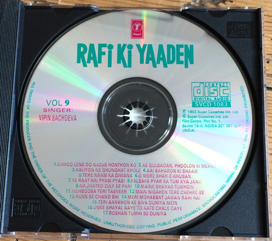 Vipin Sachdeva : Rafi Ki Yaaden Vol. 9 (CD, Album)