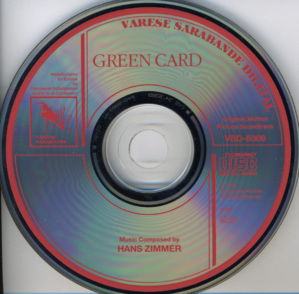 Hans Zimmer : Green Card (Original Motion Picture Soundtrack) (CD, Album, Comp)