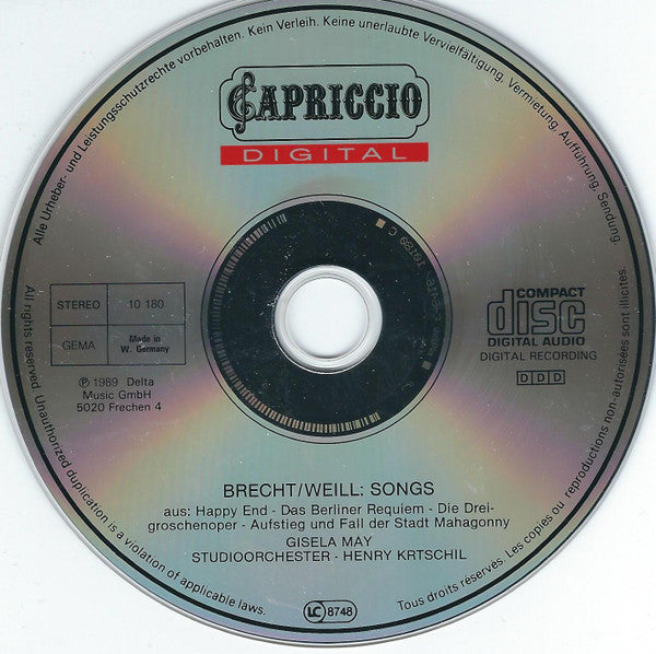 Gisela May : Brecht-Weill Songs (CD, Album, RE)