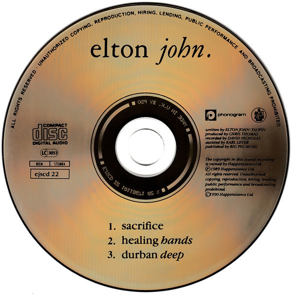 Elton John : Sacrifice / Healing Hands (CD, Single, RE)