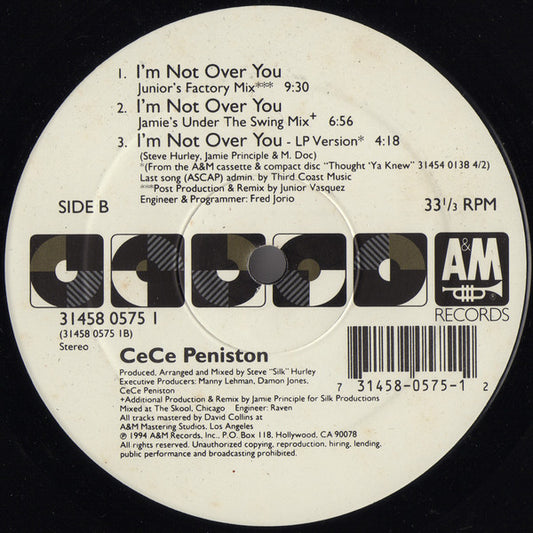 Ce Ce Peniston : I'm Not Over You (12")
