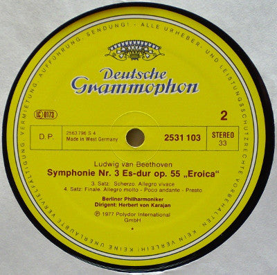 Beethoven*, Berliner Philharmoniker, Herbert von Karajan : Symphonie Nr. 3 'Eroica' (LP)