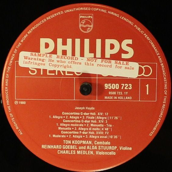 Joseph Haydn, Ton Koopman, Reinhard Goebel & Alda Stuurop, Charles Medlam : Concertini & Divertimenti Vol. = Folge I Hob. XIV: 3, 4, 8, 9 & 12 / Hob. XVIII: F2 (LP, Sam)