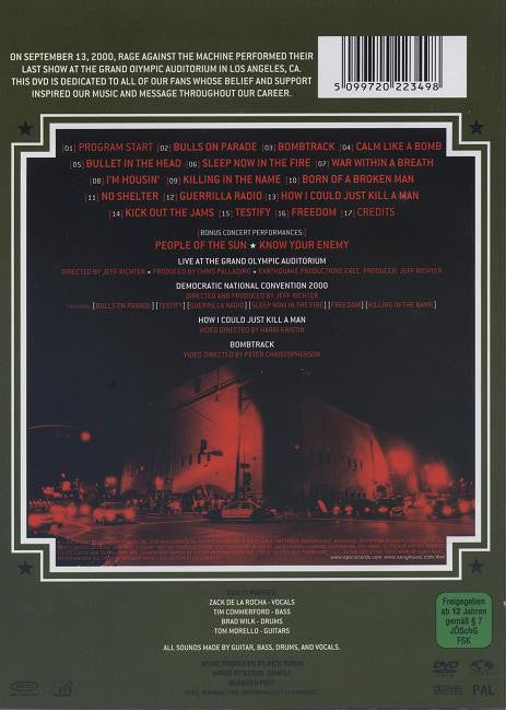 Rage Against The Machine : Live At The Grand Olympic Auditorium (DVD-V, Multichannel, PAL)