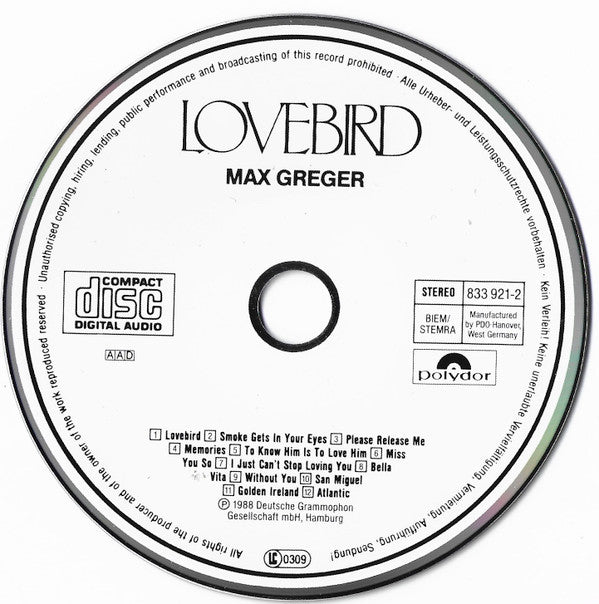 Max Greger : Lovebird The Saxy Feeling - Sound (CD, Album)