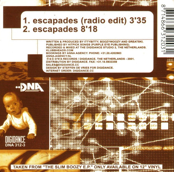 DJ Boozywoozy : Escapades (CD, Single, Car)