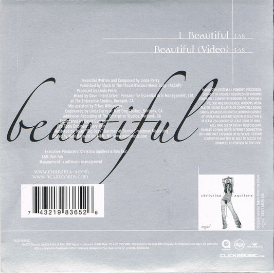 Christina Aguilera : Beautiful (CD, Single, Enh, Car)