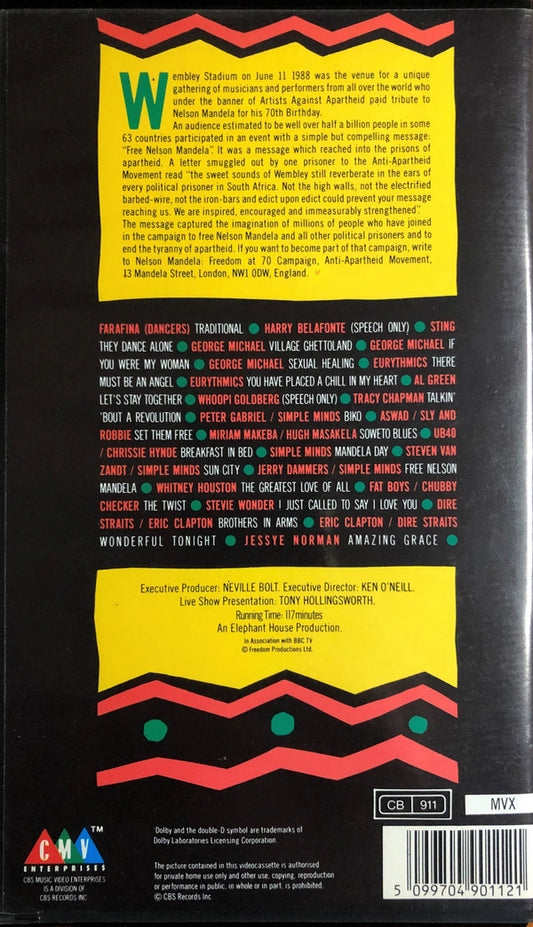 Various : Nelson Mandela 70th Birthday Tribute (VHS, Comp, SECAM)