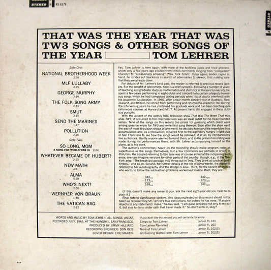 Tom Lehrer : That Was The Year That Was (LP, Album)