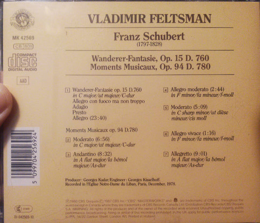 Franz Schubert, Vladimir Feltsman : Wanderer Fantasie / Moments Musicaux (CD, Album)