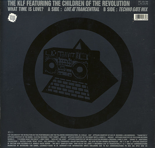 The KLF Featuring The Children Of The Revolution : What Time Is Love? (Live At Trancentral) (12", Maxi)