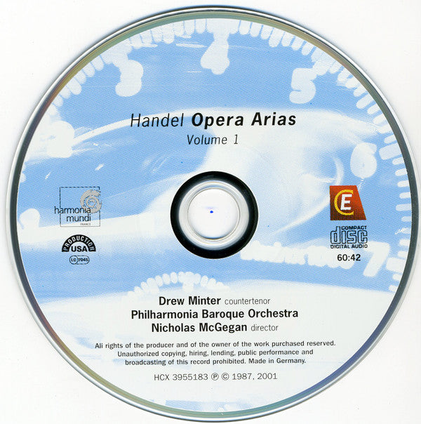 Georg Friedrich Händel - Nicholas McGegan, Philharmonia Baroque Orchestra, Drew Minter : Opera Arias Volume 1 - Arias For Senesino (CD, Album, RE)