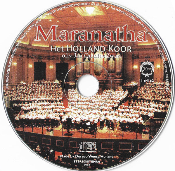 Holland Koor o.l.v. Jan Quintus Zwart : Maranatha (CD, Album)