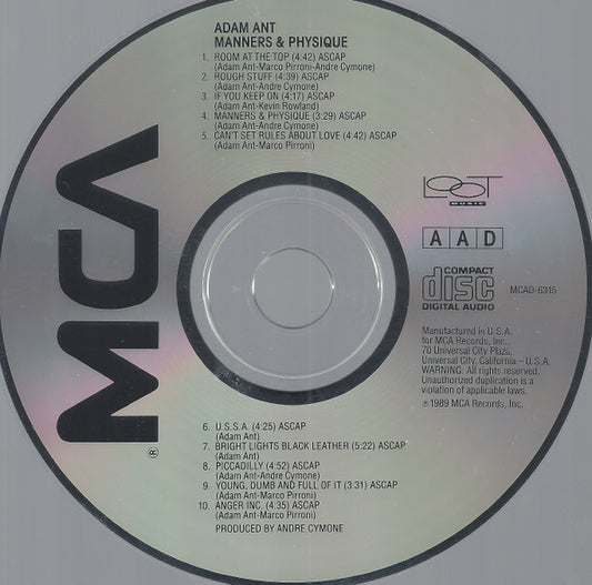 Adam Ant : Manners & Physique (CD, Album)