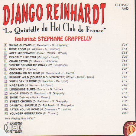 Django Reinhardt, Quintette Du Hot Club De France , Featuring Stéphane Grappelli : Django Reinhardt (CD, Comp)