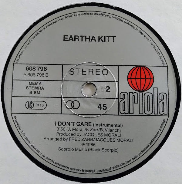 Eartha Kitt : I Don't Care (12", Maxi)
