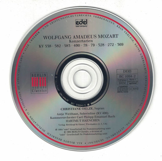 Christiane Oelze, Kammerorchester Carl Philipp Emanuel Bach, Hartmut Haenchen : Wolfgang Amadeus Mozart: Konzertarien · Concert Arias (CD, Album)