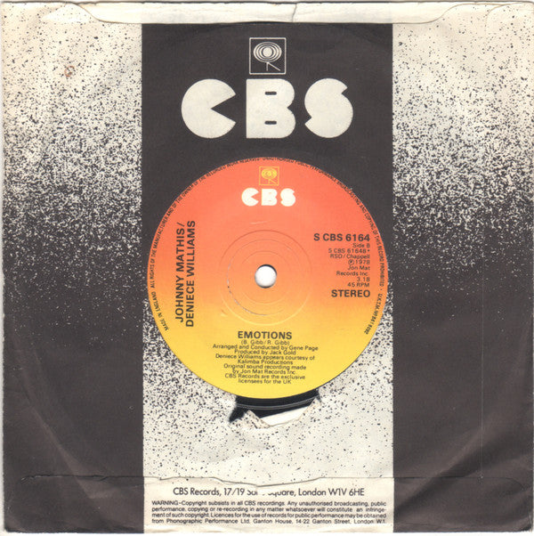 Johnny Mathis / Deniece Williams : Too Much, Too Little, Too Late (7", Lab)