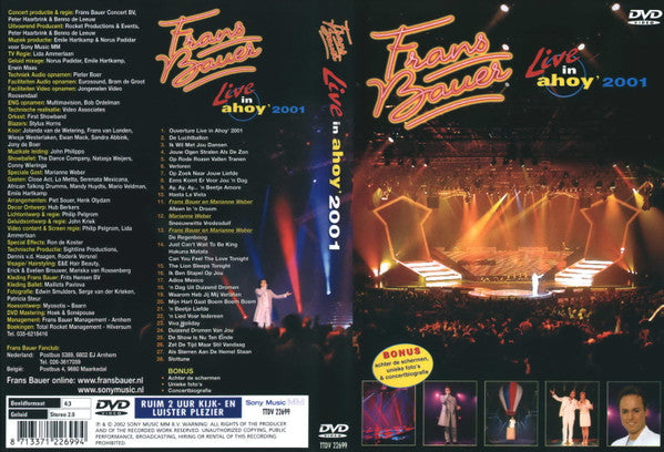 Frans Bauer : Live In Ahoy' 2001 (DVD-V)